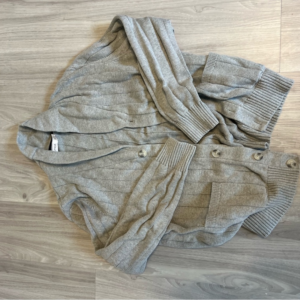 Nautica Gray Cardigan Sweater with Classic Design